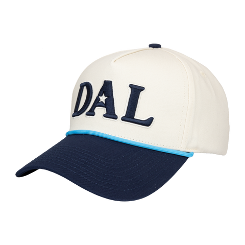 Cream and Navy Hat with DAL text on front