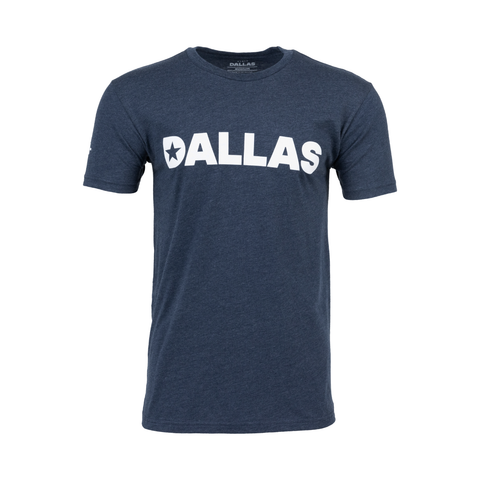 Navy Tee with White "DALLAS" logo on front