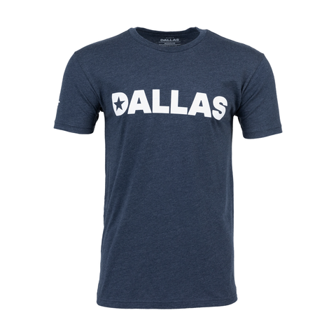 Navy Tee with white "DALLAS" logo on chest